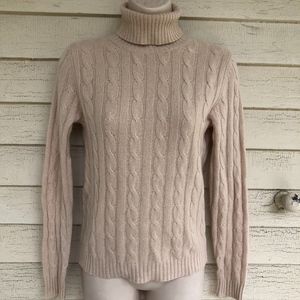 GRACE cashmere tan cable knit turtleneck sweater